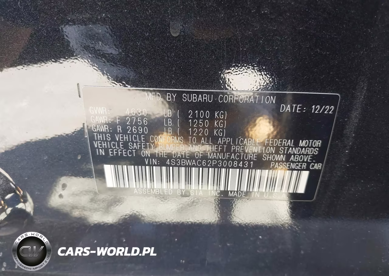 2023 Subaru Legacy Premium VIN:4S3BWAC62P3008431 - 9