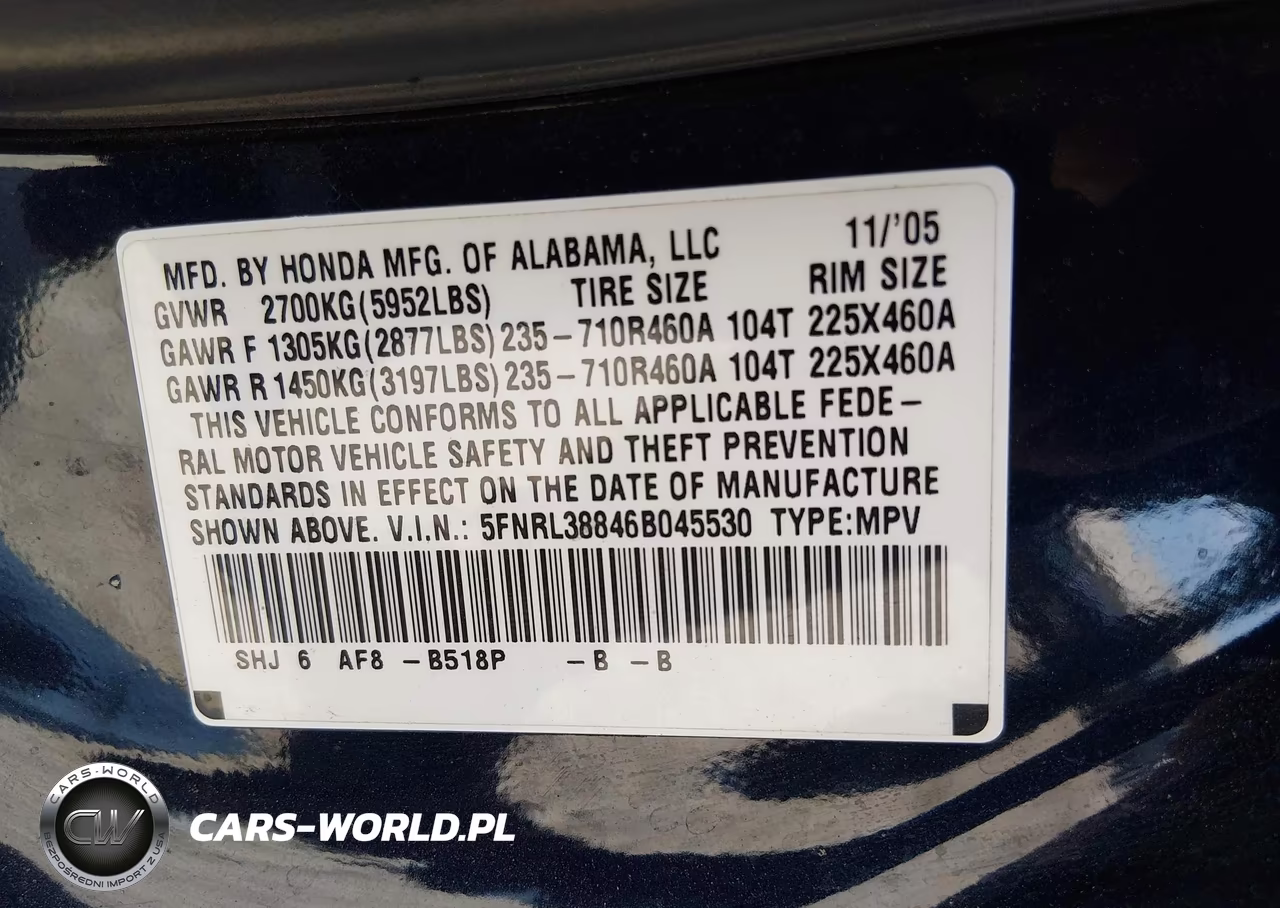 2006 Honda Odyssey Touring VIN:5FNRL38846B045530 - 9