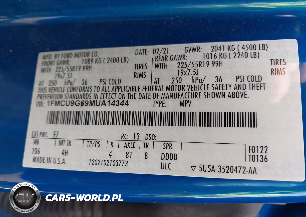 2021 Ford Escape Se VIN:1FMCU9G69MUA14344 - 9