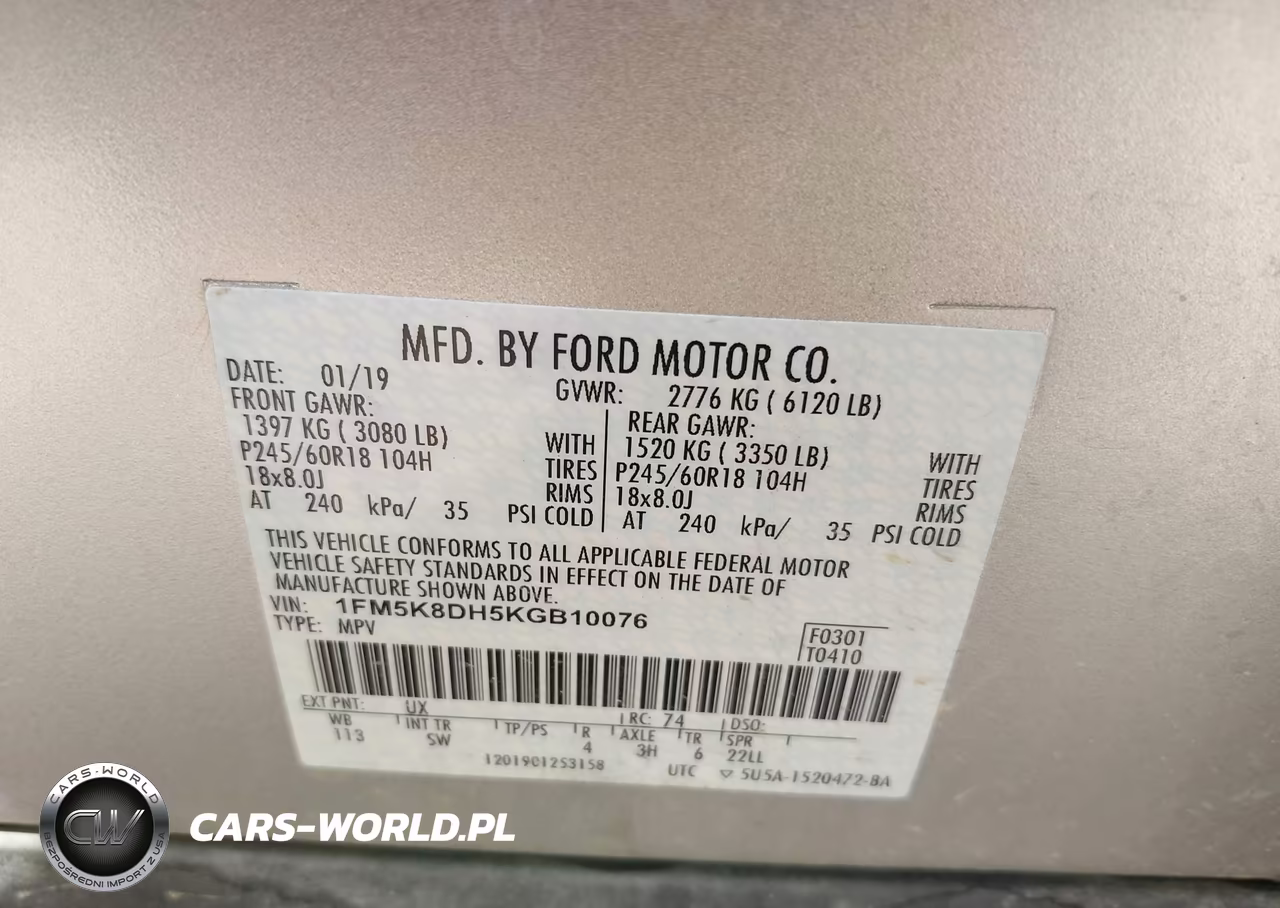 2019 Ford Explorer Xlt VIN:1FM5K8DH5KGB10076 - 9
