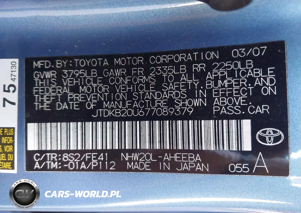 2007 Toyota Prius VIN:JTDKB20U677089379 - 9