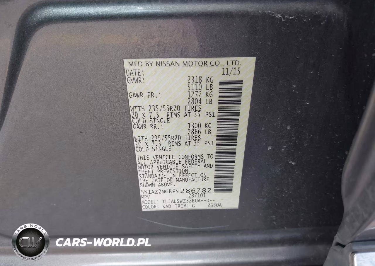 2015 Nissan Murano Platinum VIN:5N1AZ2MG8FN286782 - 9