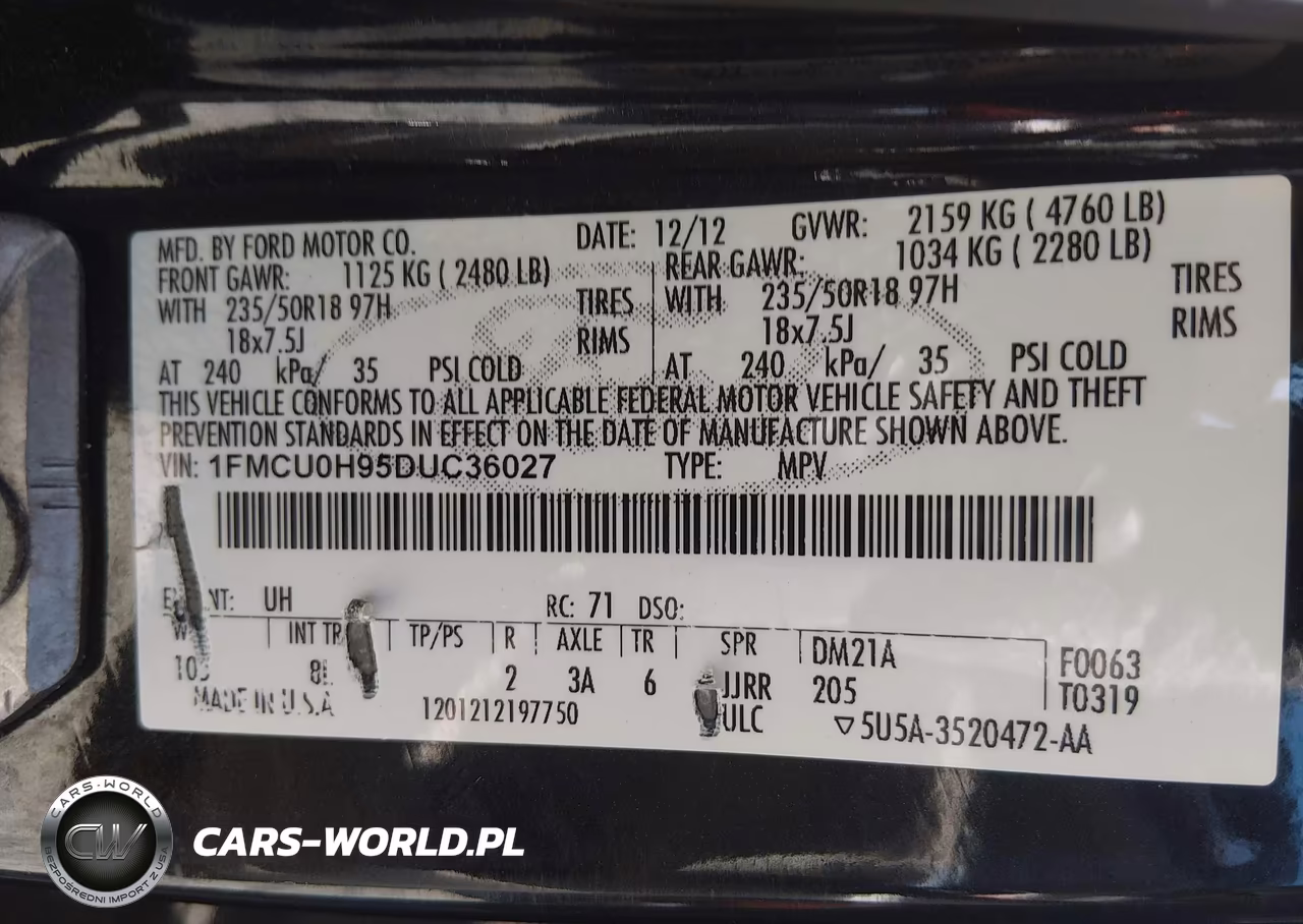 2013 Ford Escape Sel VIN:1FMCU0H95DUC36027 - 9