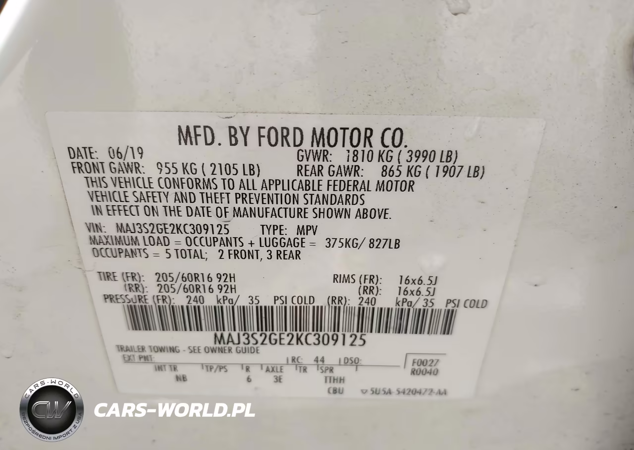 2019 Ford Ecosport Se VIN:MAJ3S2GE2KC309125 - 9