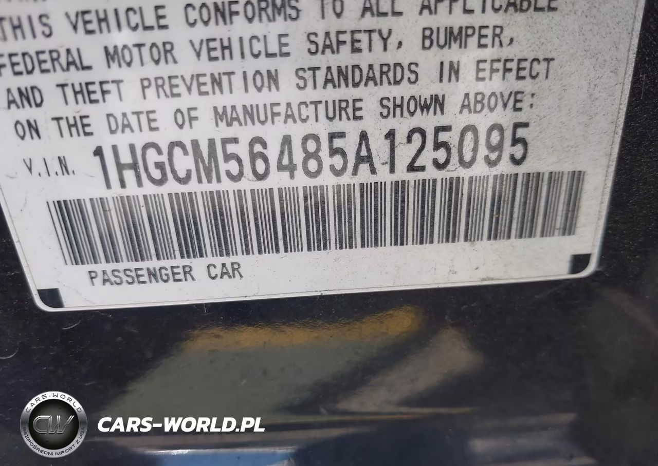 2005 Honda Accord 2.4 Lx VIN:1HGCM56485A125095 - 9
