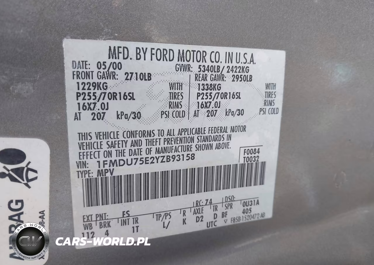 2000 Ford Explorer Limited VIN:1FMDU75E2YZB93158 - 9
