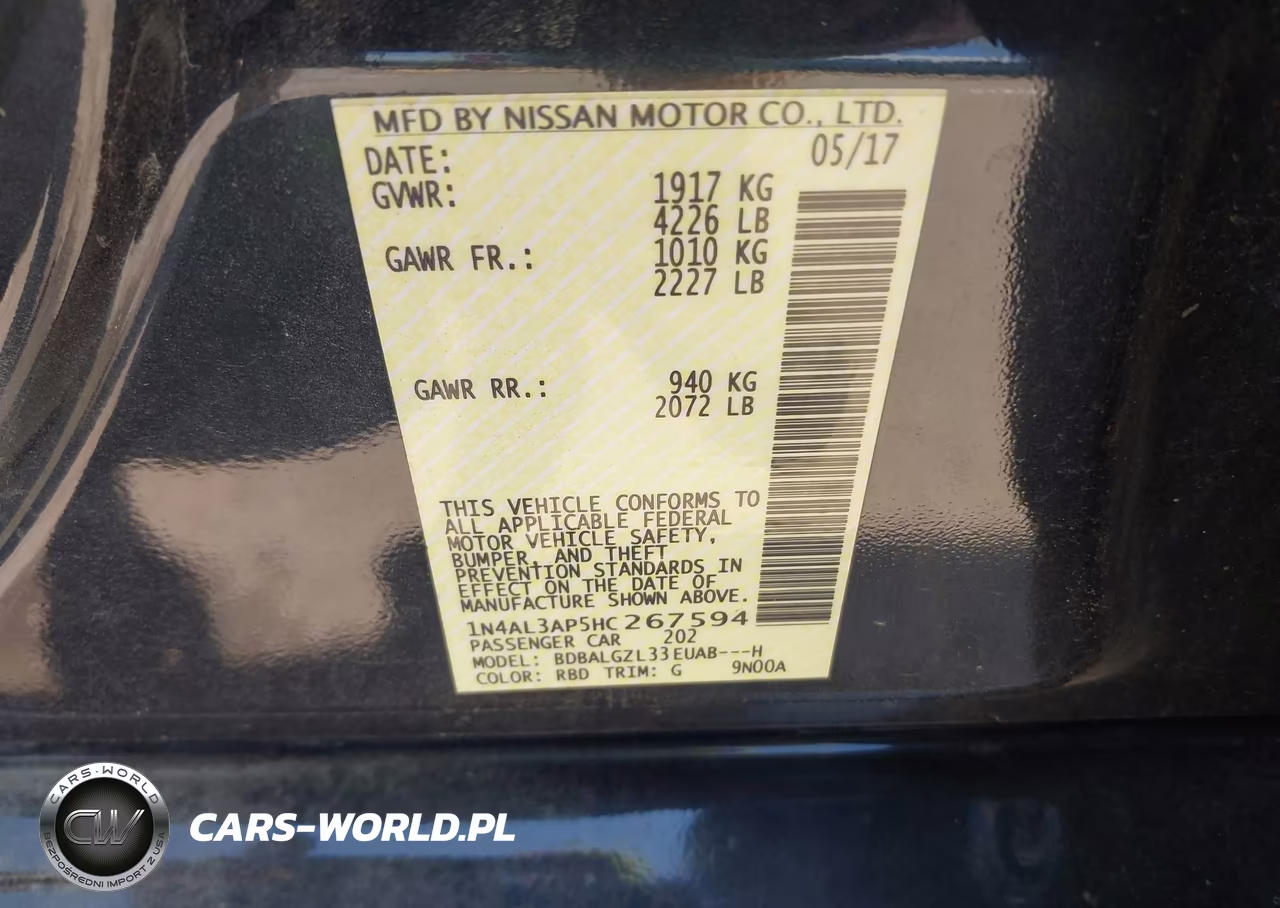 2017 Nissan Altima 2.5 S VIN:1N4AL3AP5HC267594 - 9