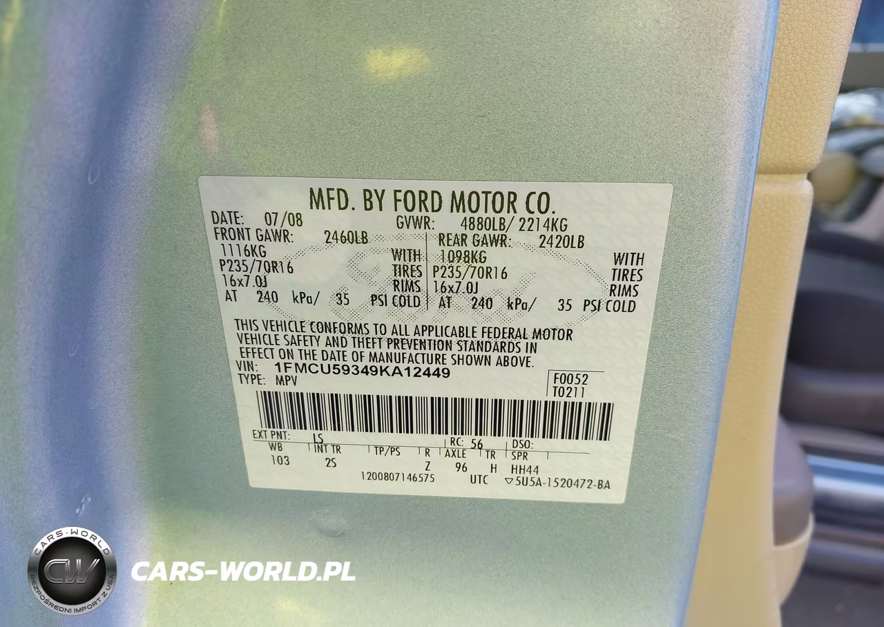 2009 Ford Escape Hybrid Limited VIN:1FMCU59349KA12449 - 9