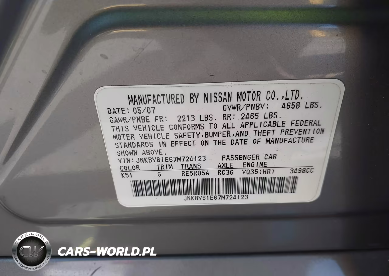 2007 Infiniti G35 Journey VIN:JNKBV61E67M724123 - 9