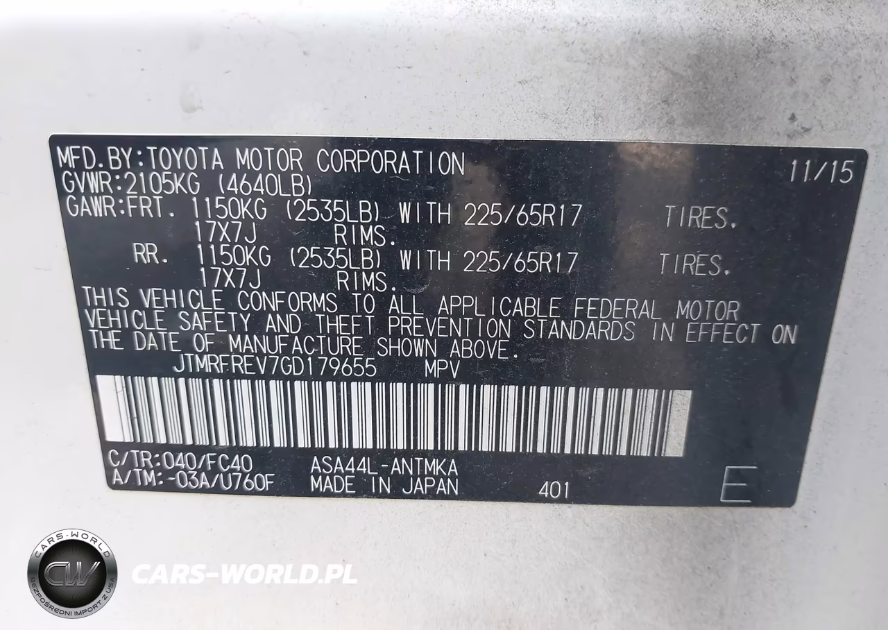2016 Toyota Rav4 Xle VIN:JTMRFREV7GD179655 - 9