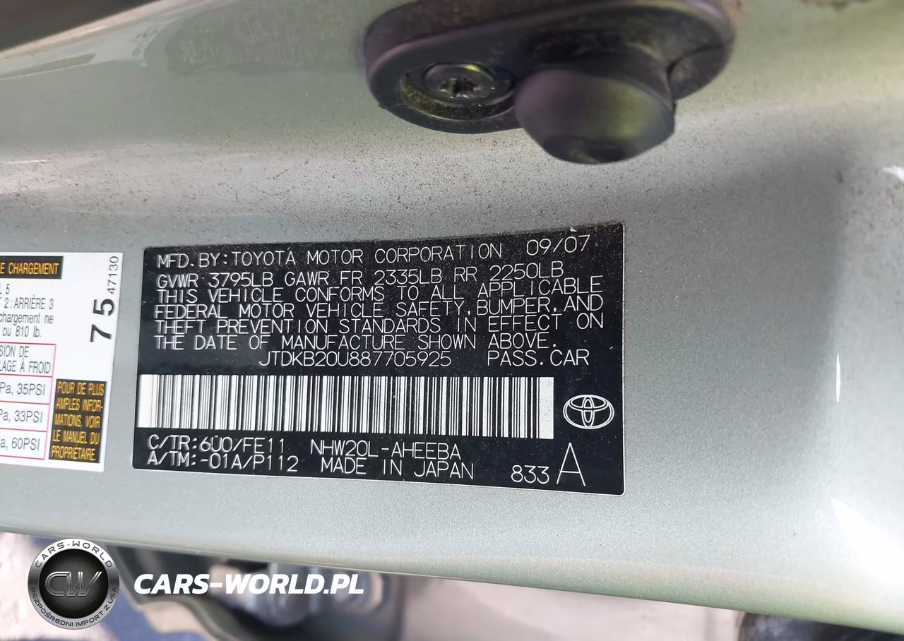 2008 Toyota Prius VIN:JTDKB20U887705925 - 9