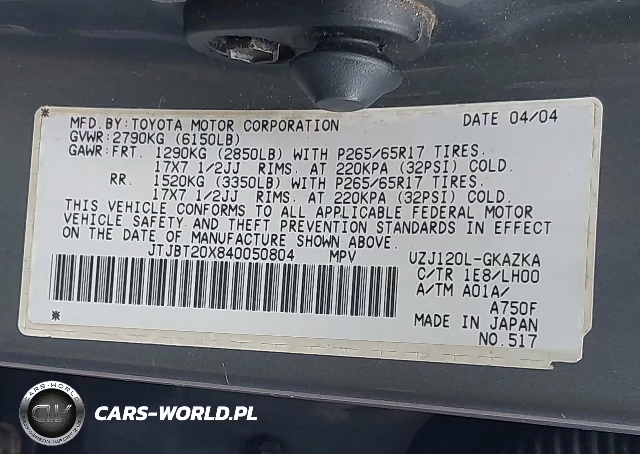 2004 Lexus Gx 470 VIN:JTJBT20X840050804 - 9