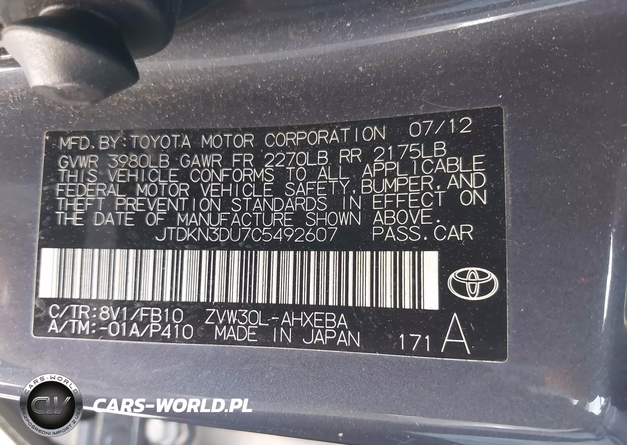 2012 Toyota Prius Three VIN:JTDKN3DU7C5492607 - 9