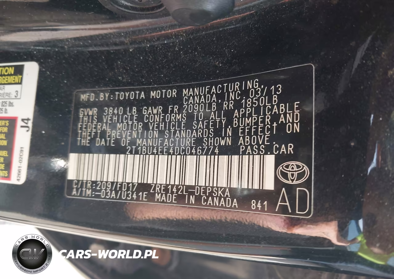 2013 Toyota Corolla S VIN:2T1BU4EE4DC046774 - 9