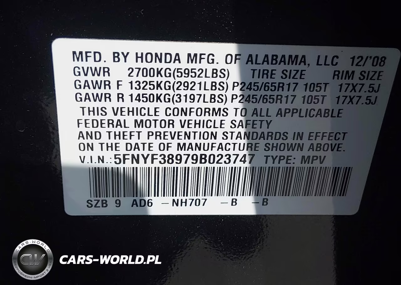 2009 Honda Pilot Touring VIN:5FNYF38979B023747 - 9