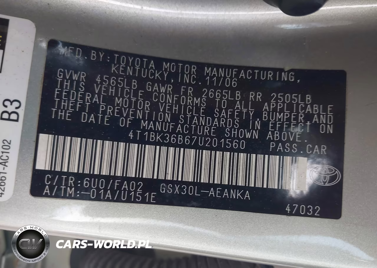 2007 Toyota Avalon Xl VIN:4T1BK36B67U201560 - 9