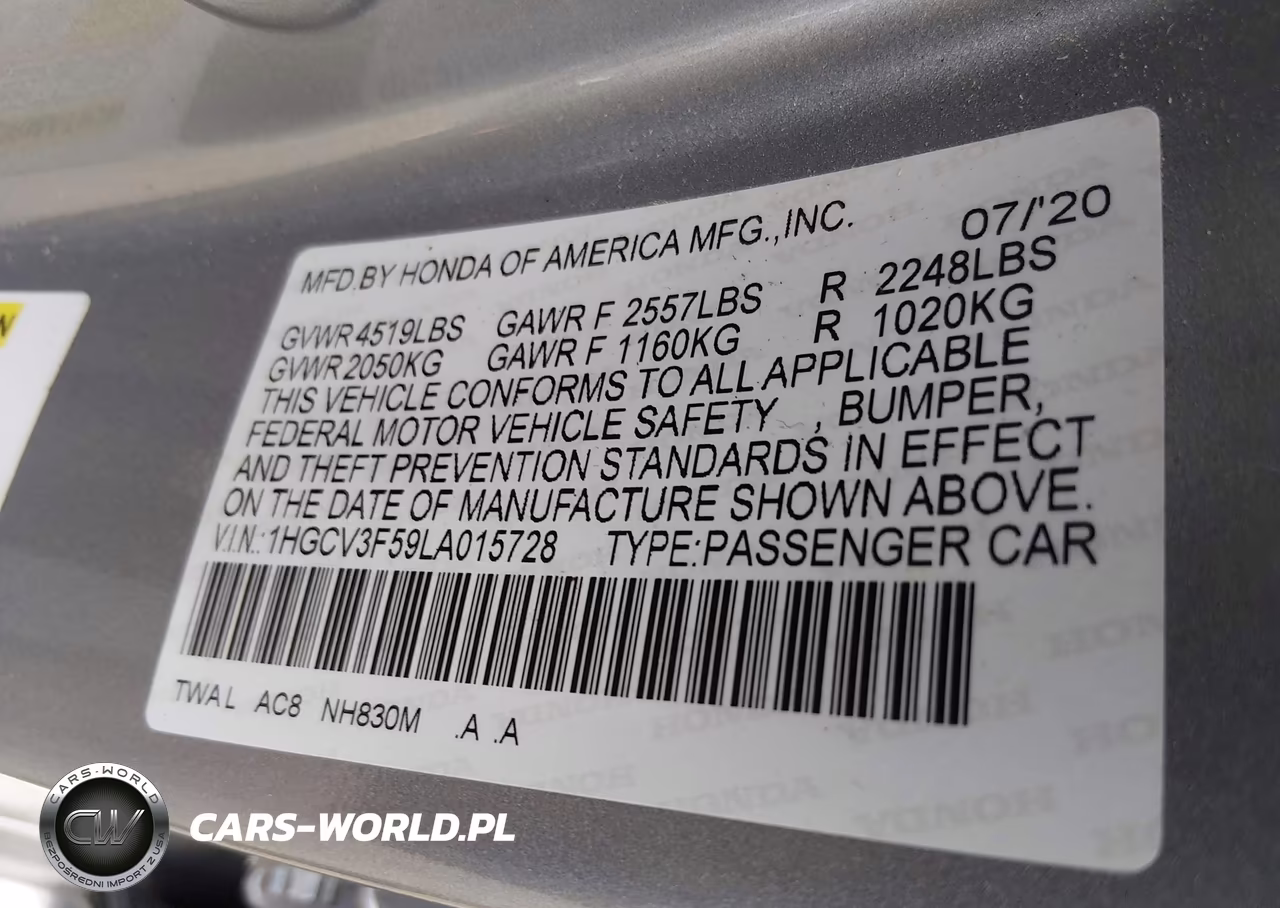 2020 Honda Accord Hybrid Ex-L VIN:1HGCV3F59LA015728 - 9