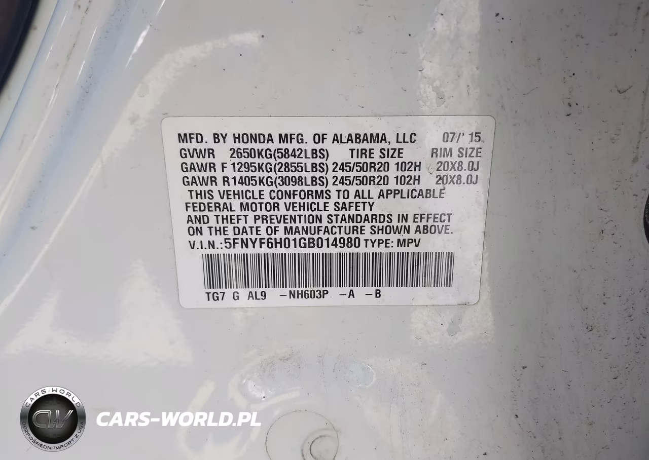 2016 Honda Pilot Elite VIN:5FNYF6H01GB014980 - 9