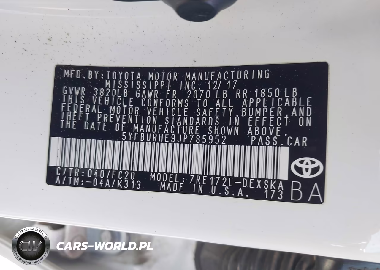 2018 Toyota Corolla Se VIN:5YFBURHE9JP785952 - 9