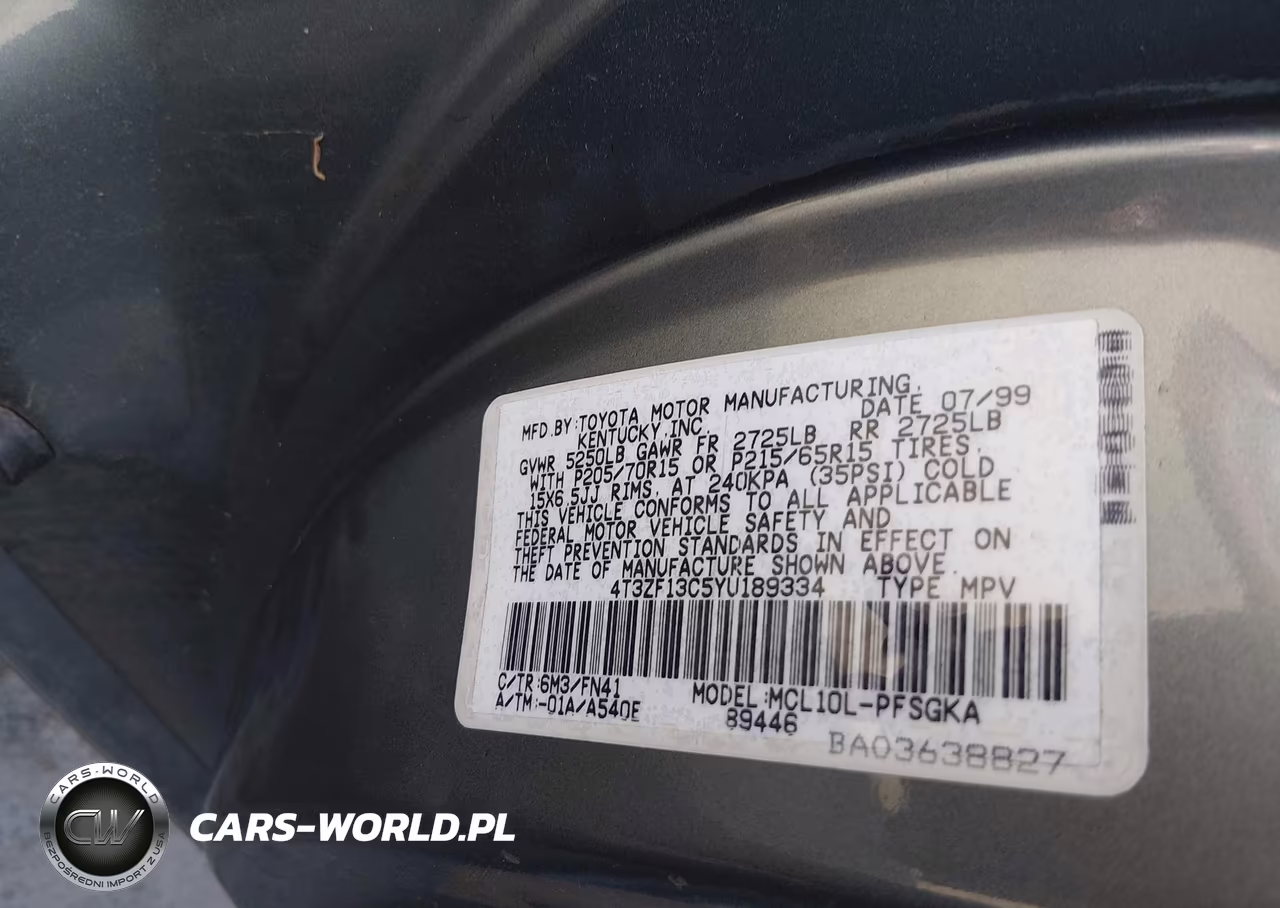 2000 Toyota Sienna Le VIN:4T3ZF13C5YU189334 - 9