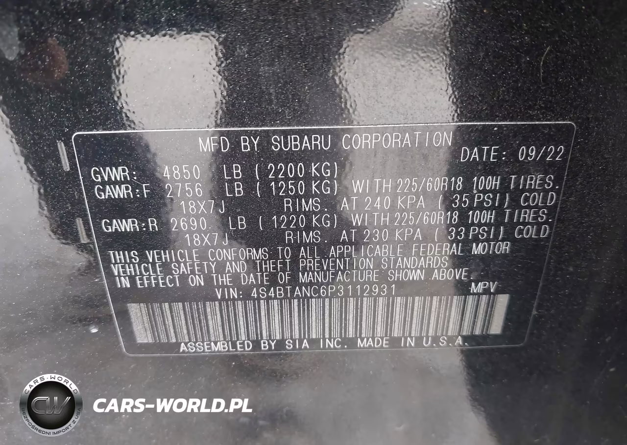 2023 Subaru Outback Limited VIN:4S4BTANC6P3112931 - 9