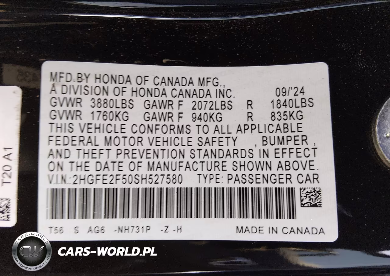2025 Honda Civic Sport VIN:2HGFE2F50SH527580 - 9
