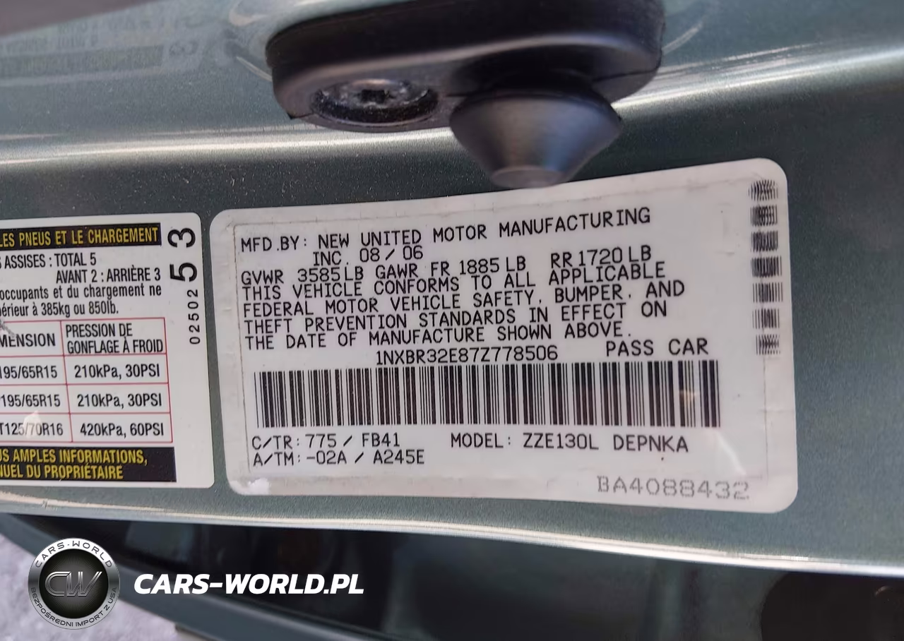 2007 Toyota Corolla Le VIN:1NXBR32E87Z778506 - 9