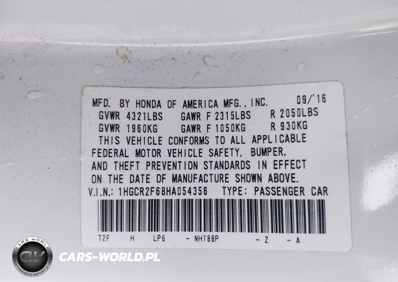 2017 Honda Accord Sport VIN:1HGCR2F68HA054356 - 9