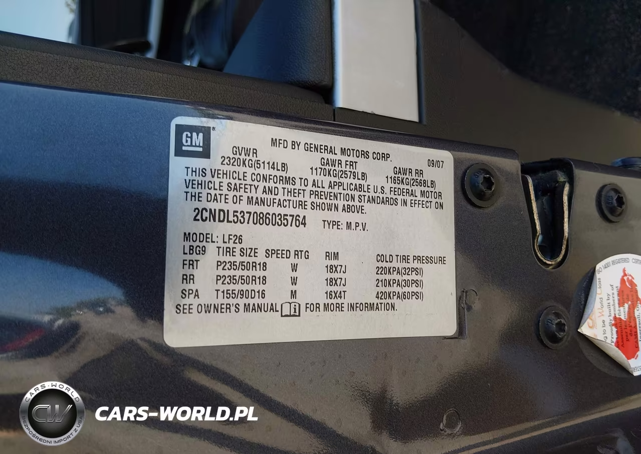 2008 Chevrolet Equinox Sport VIN:2CNDL537086035764 - 9