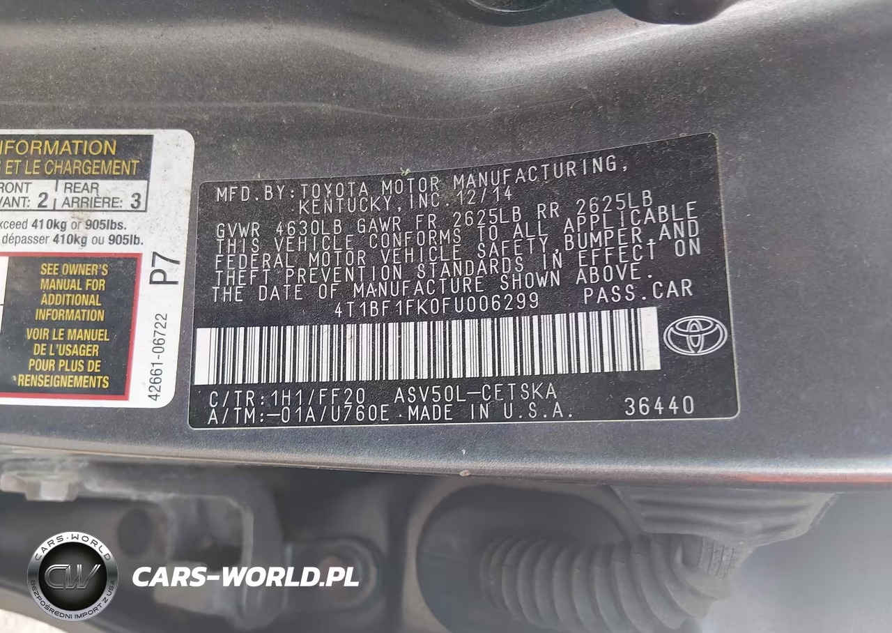 2015 Toyota Camry Se VIN:4T1BF1FK0FU006299 - 9