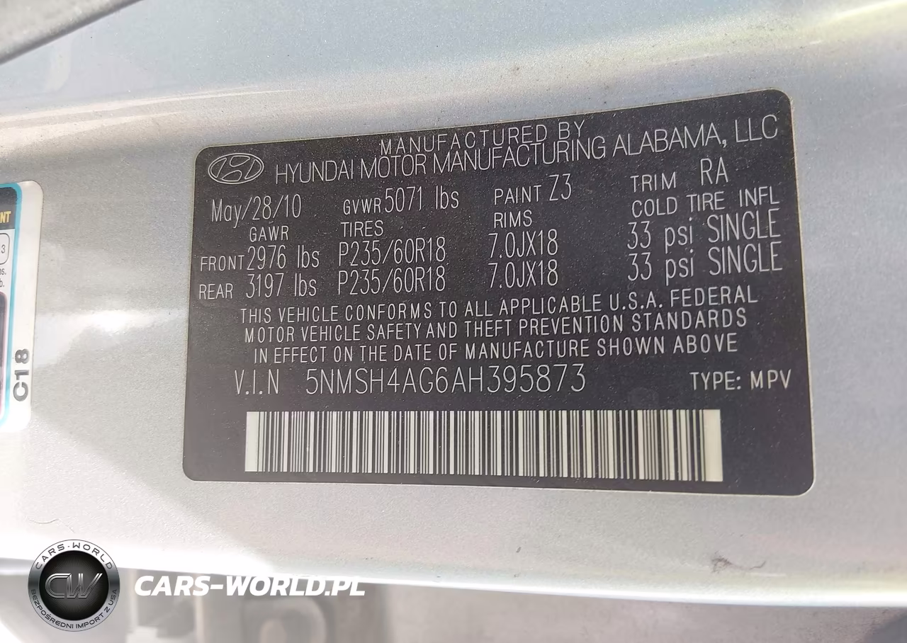 2010 Hyundai Santa Fe Se VIN:5NMSH4AG6AH395873 - 9