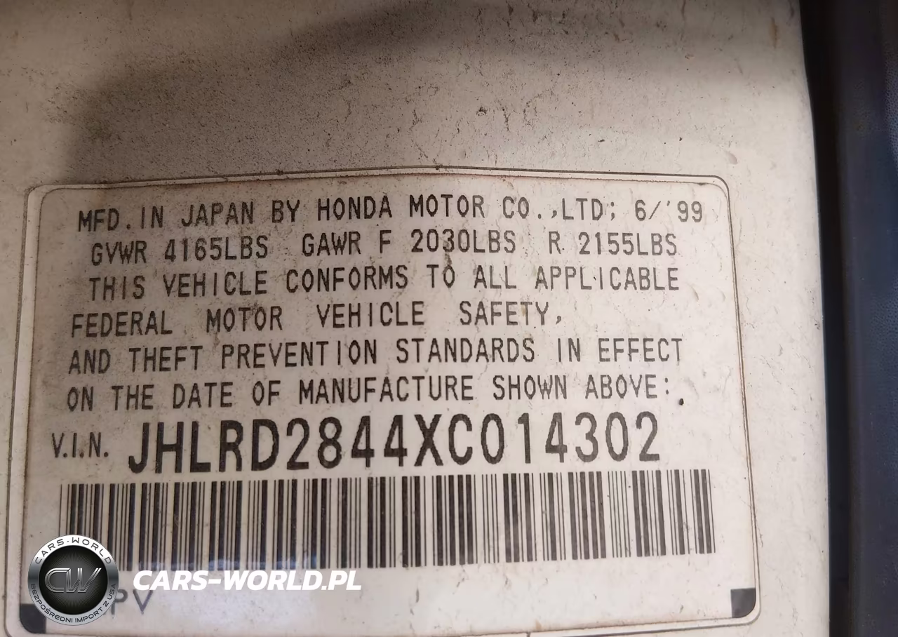 1999 Honda Cr-V Lx VIN:JHLRD2844XC014302 - 9