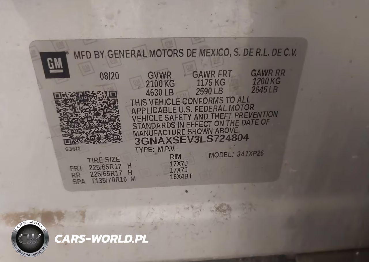 2020 Chevrolet Equinox Awd Ls VIN:3GNAXSEV3LS724804 - 9