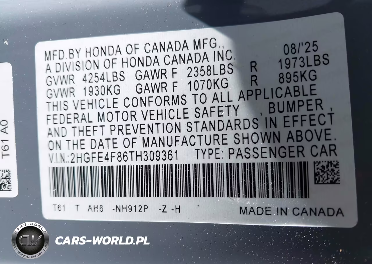 2026 Honda Civic Hybrid Sport-Sport Touring VIN:2HGFE4F86TH309361 - 9