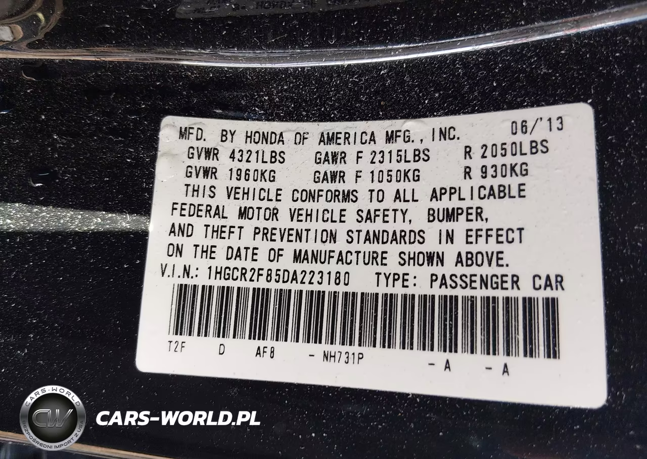 2013 Honda Accord Ex-L VIN:1HGCR2F85DA223180 - 9