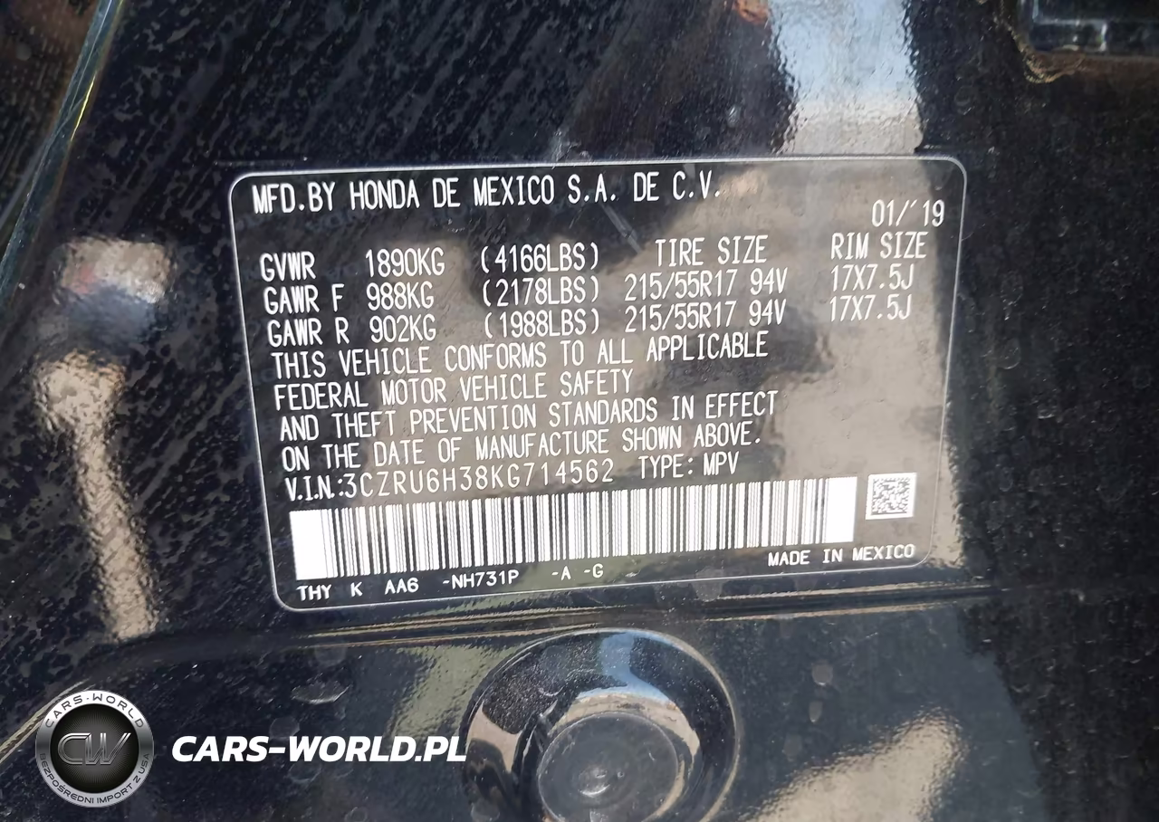 2019 Honda Hr-V Lx VIN:3CZRU6H38KG714562 - 9