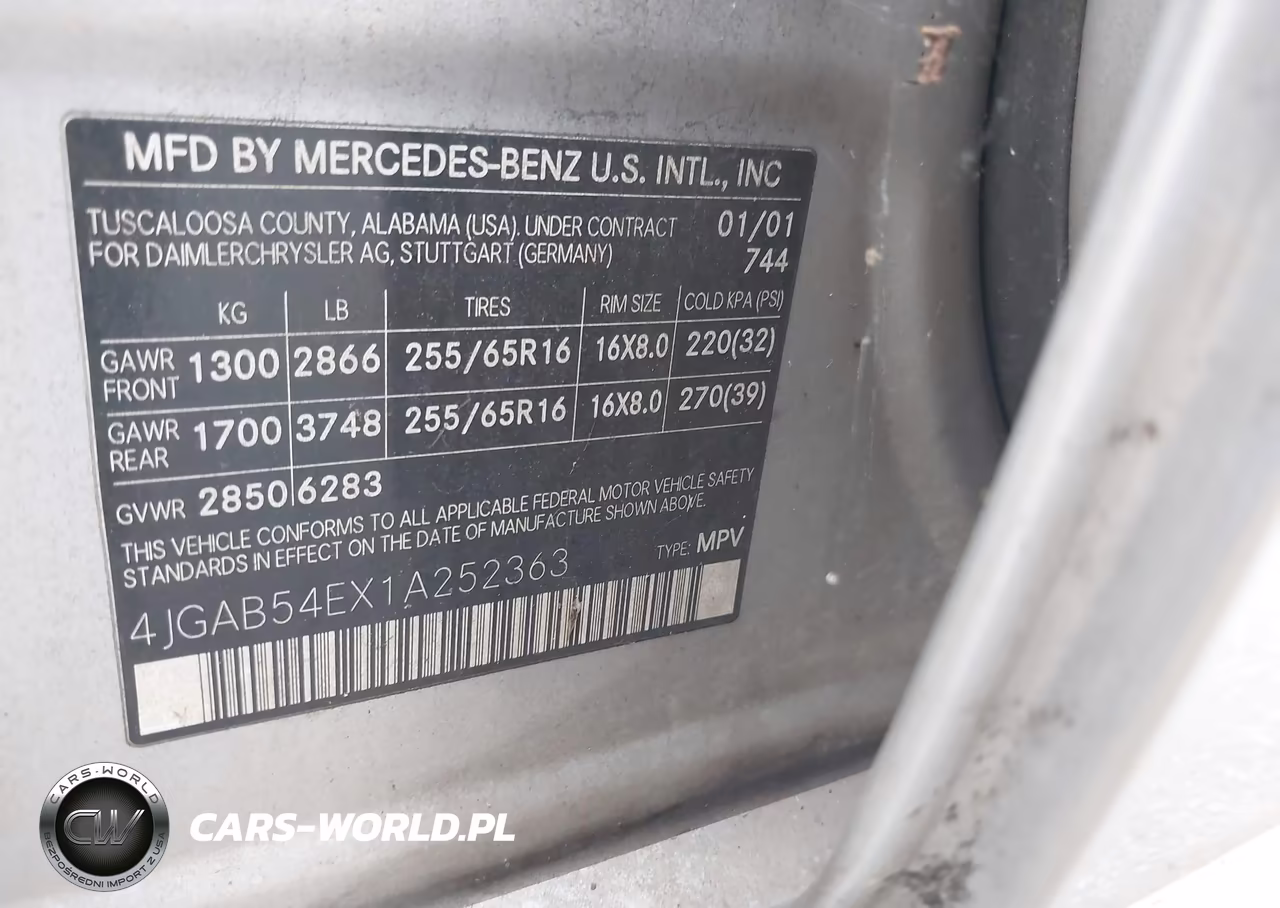 2001 Mercedes-Benz Ml 320 VIN:4JGAB54EX1A252363 - 9