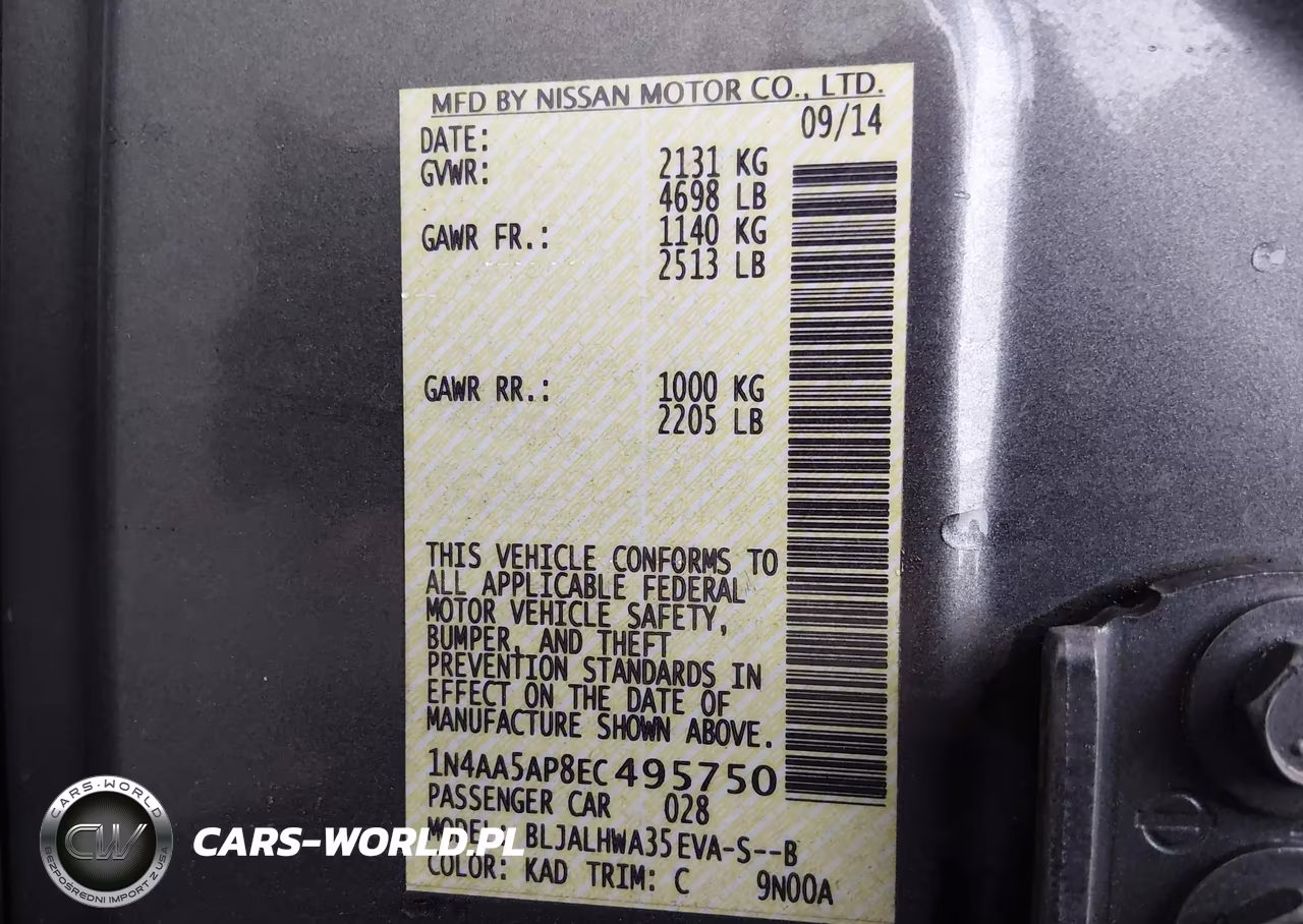 2014 Nissan Maxima 3.5 Sv VIN:1N4AA5AP8EC495750 - 9