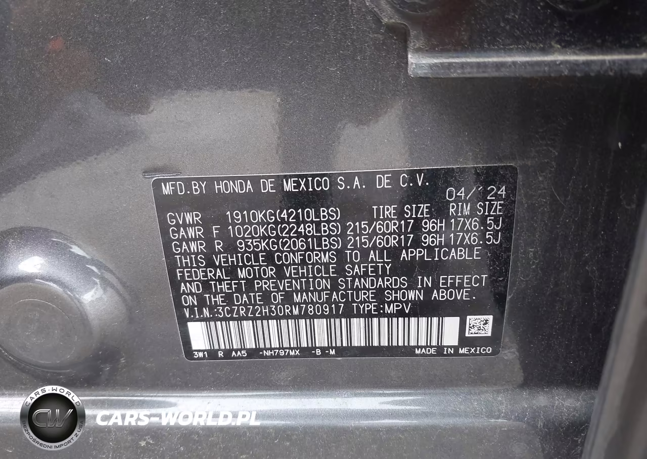 2024 Honda Hr-V Awd Lx VIN:3CZRZ2H30RM780917 - 9