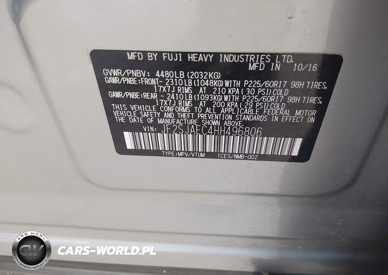 2017 Subaru Forester 2.5I Premium VIN:JF2SJAEC4HH496806 - 9