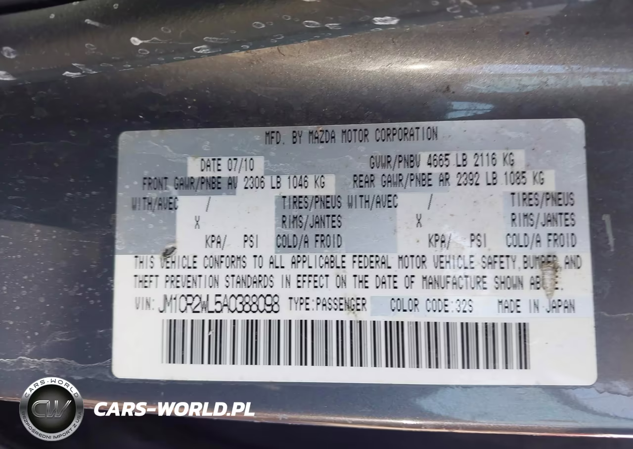 2010 Mazda Mazda5 Sport VIN:JM1CR2WL5A0388098 - 9