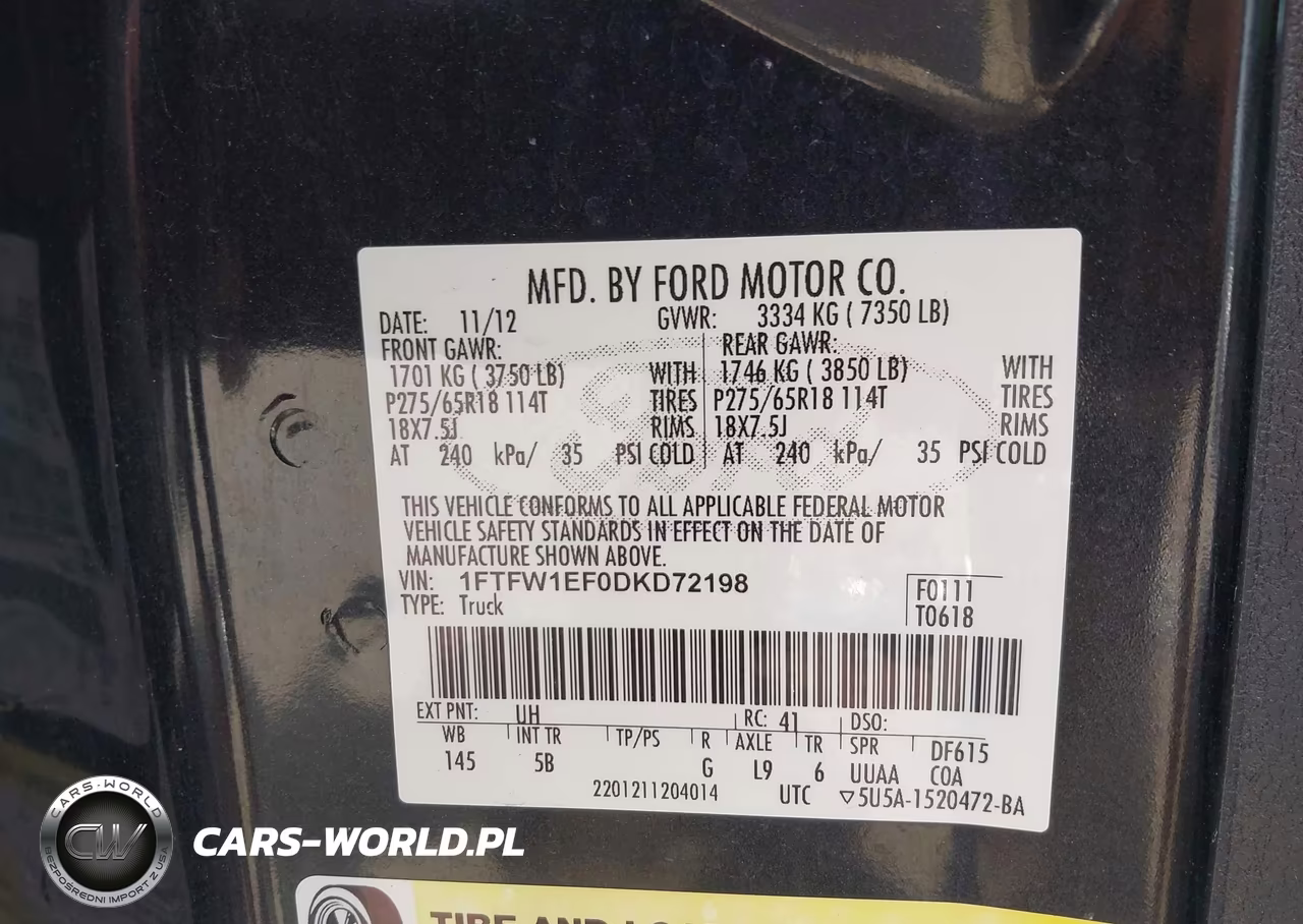 2013 Ford F-150 Fx4 VIN:1FTFW1EF0DKD72198 - 9