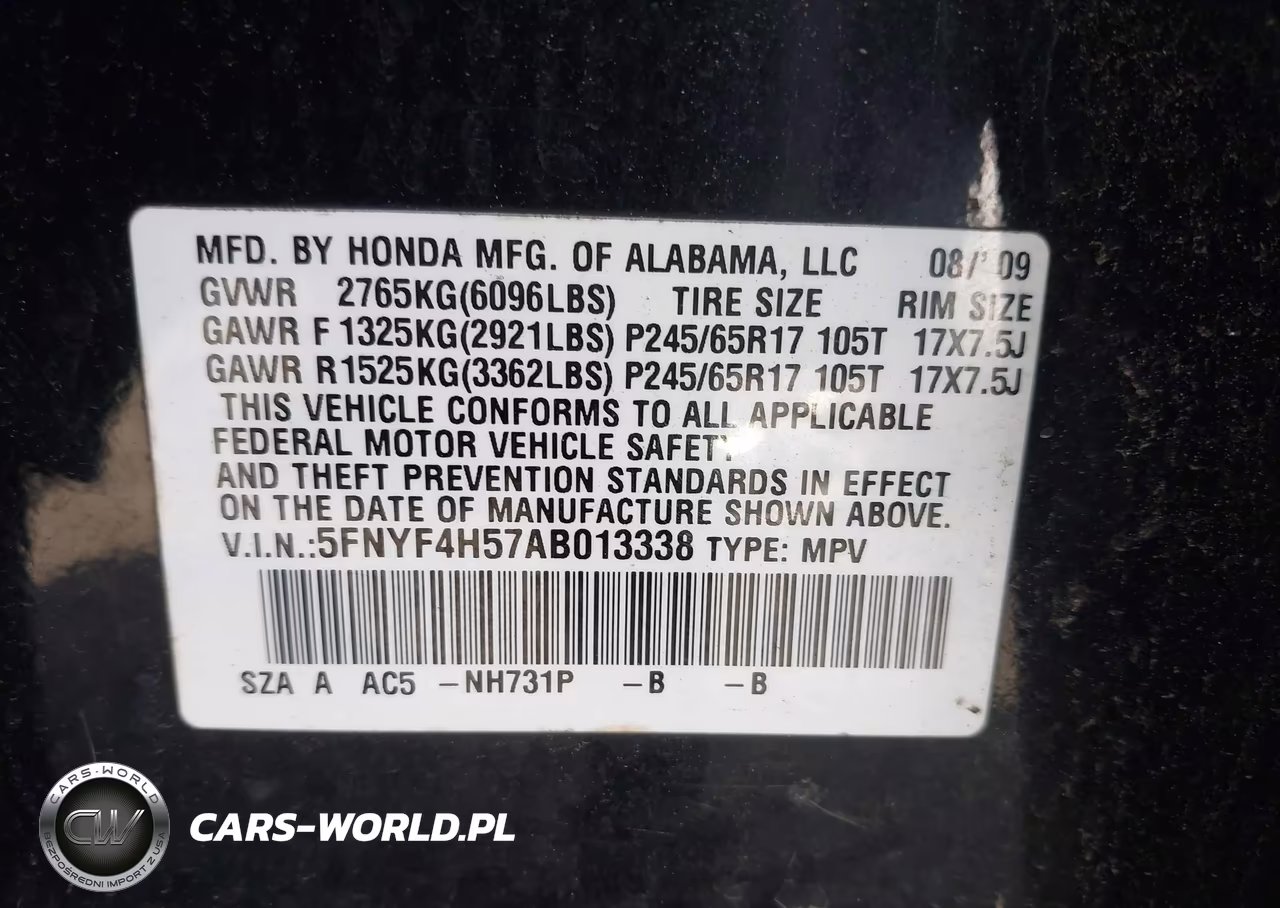 2010 Honda Pilot Ex-L VIN:5FNYF4H57AB013338 - 9