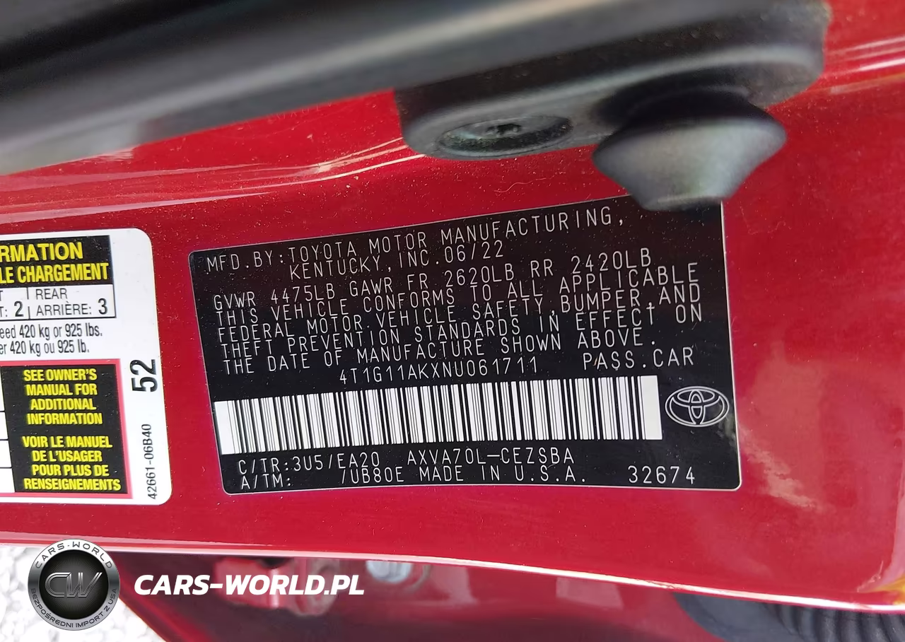 2022 Toyota Camry Se VIN:4T1G11AKXNU061711 - 9