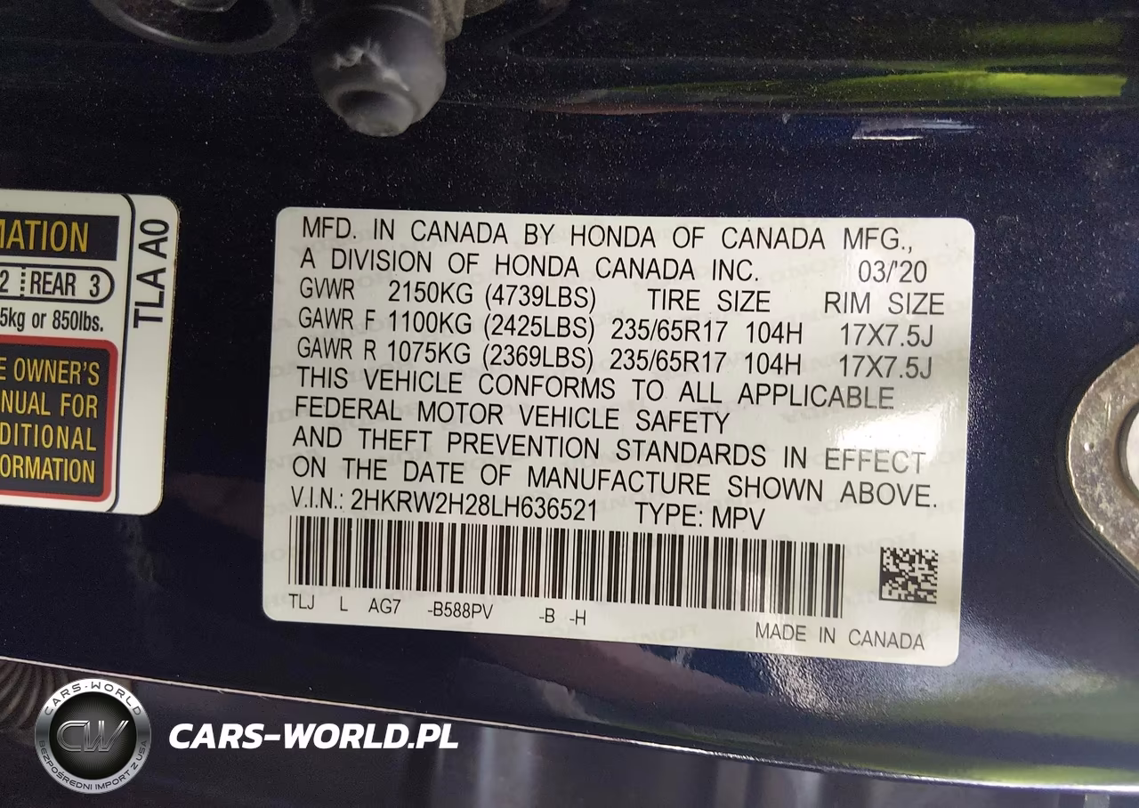 2020 Honda Cr-V Awd Lx VIN:2HKRW2H28LH636521 - 9