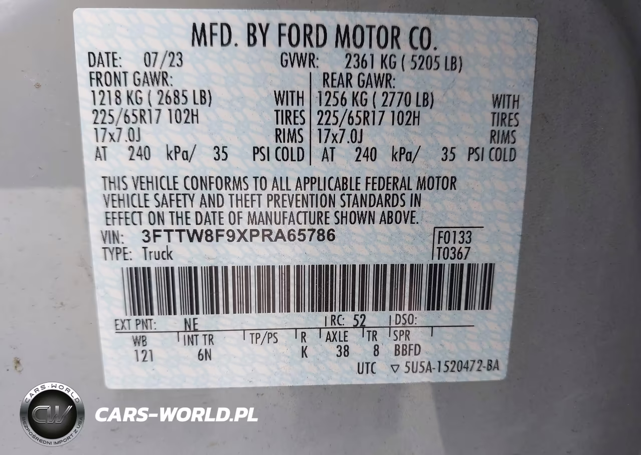 2023 Ford Maverick Lariat VIN:3FTTW8F9XPRA65786 - 9