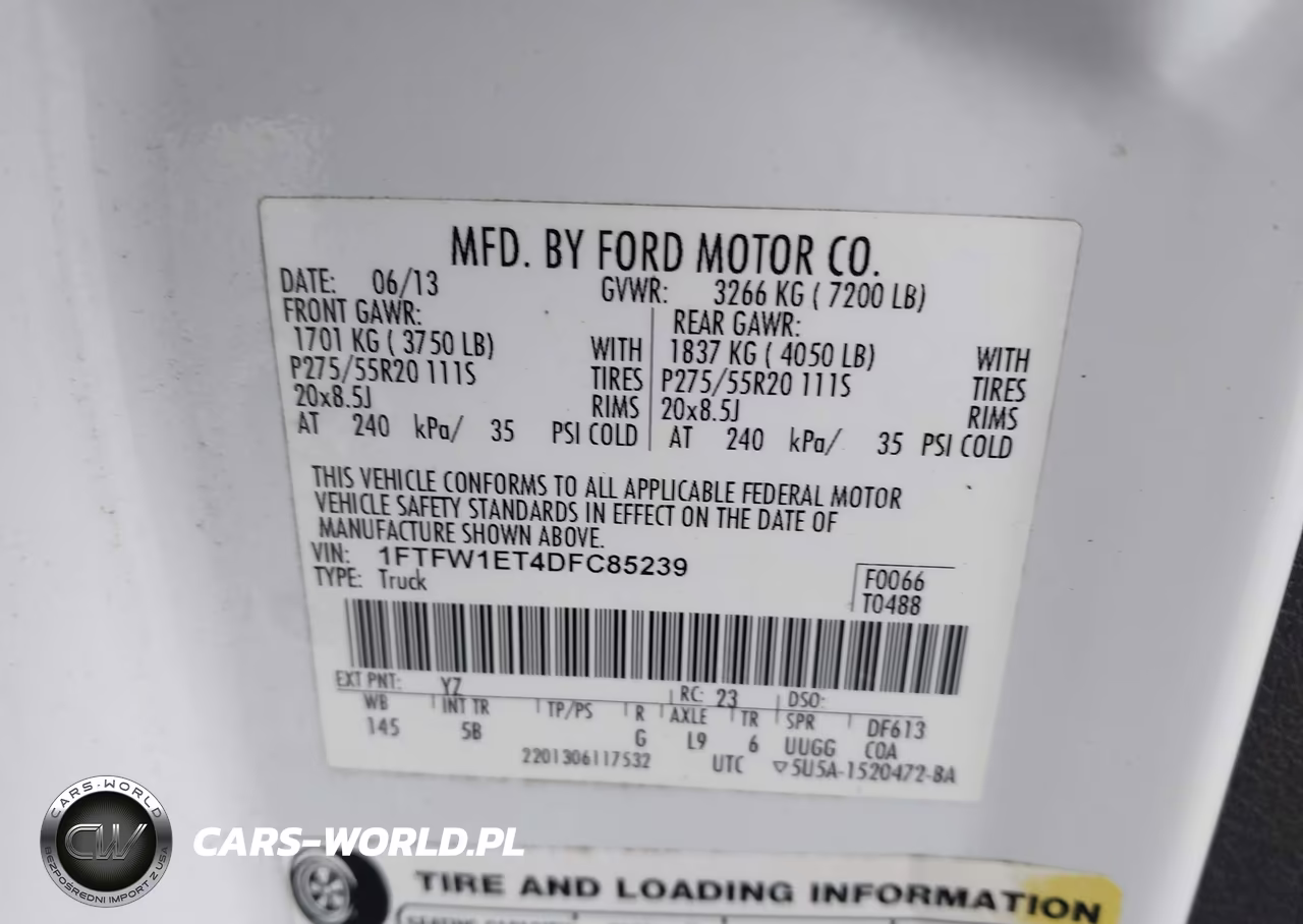 2013 Ford F-150 Fx4 VIN:1FTFW1ET4DFC85239 - 9