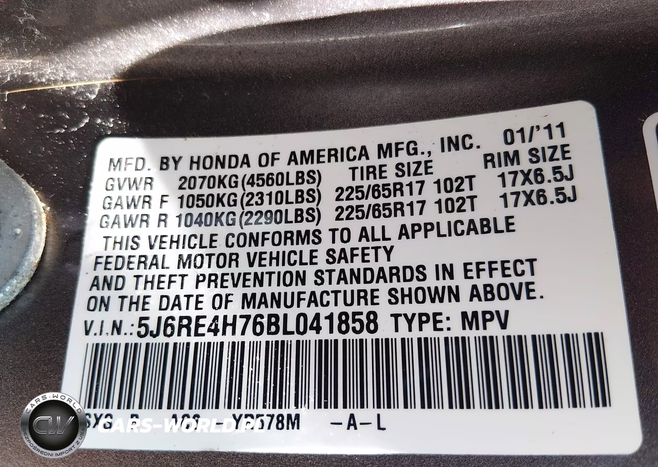 2011 Honda Cr-V Ex-L VIN:5J6RE4H76BL041858 - 9