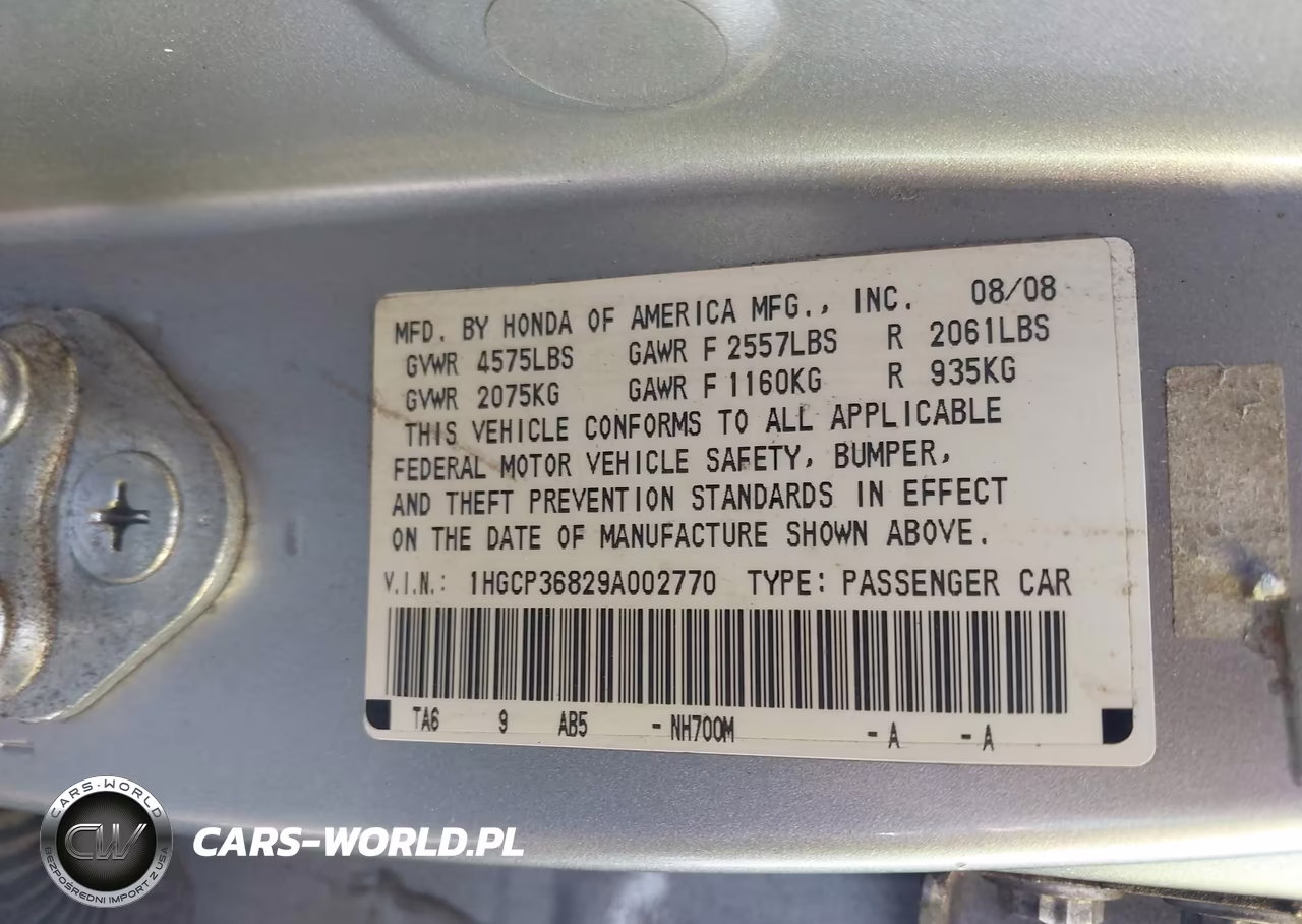 2009 Honda Accord 3.5 Ex-L VIN:1HGCP36829A002770 - 9