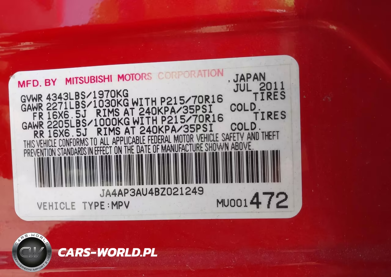 2011 Mitsubishi Outlander Sport Es VIN:JA4AP3AU4BZ021249 - 9